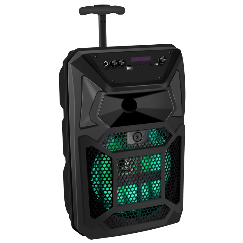 2022 big outdoor trolley wireless bluetooth party lights speaker with 2 mic