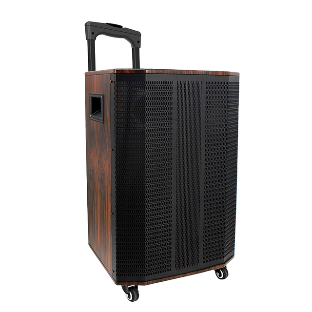12 inch bass wooden wireless bluetooth party trolley speaker for karaoke