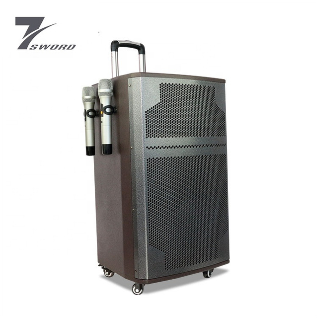wooden big power portable trolley speaker with bletooths
