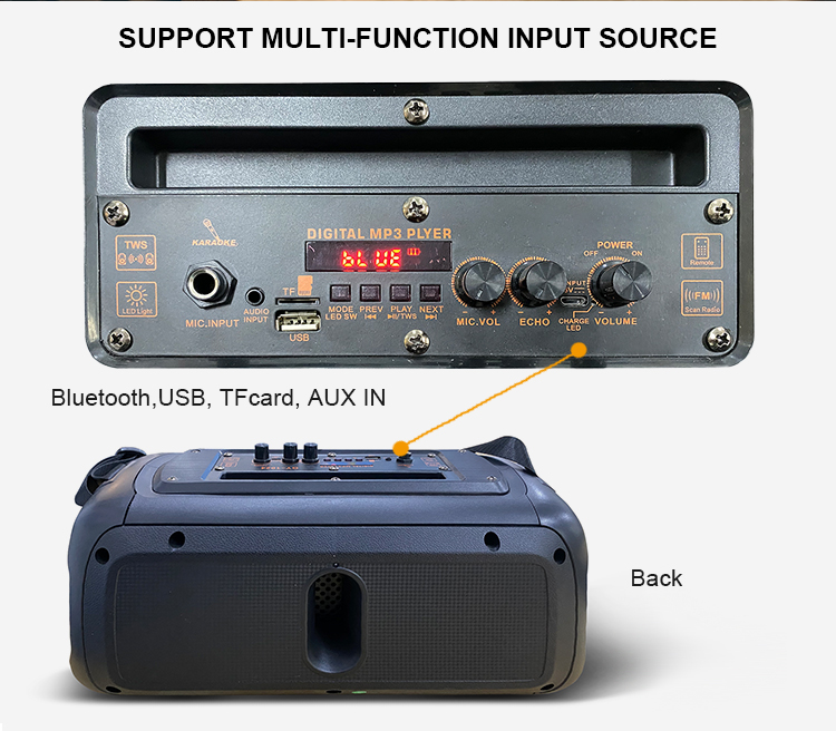 dual 4 inch portable speaker with dynamic light show