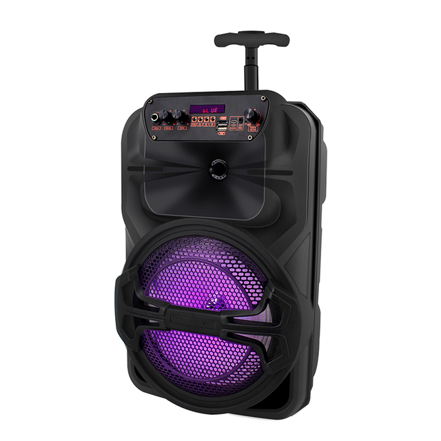 IBR brands outdoor bluetooth karaoke 8 inch trolley music speaker box with lights