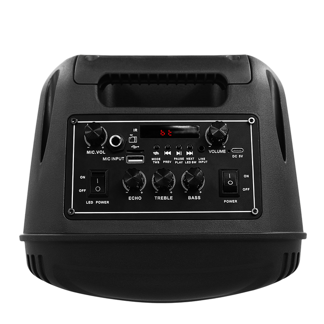 portable dual 6.5 inch microphone bluetooth dj party speaker with disco lights amplifier